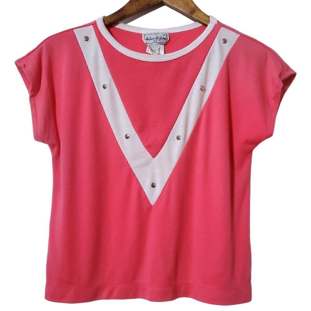 Andrew St John VTG Western Cropped Top Size S Pink 80s Barbie Womens